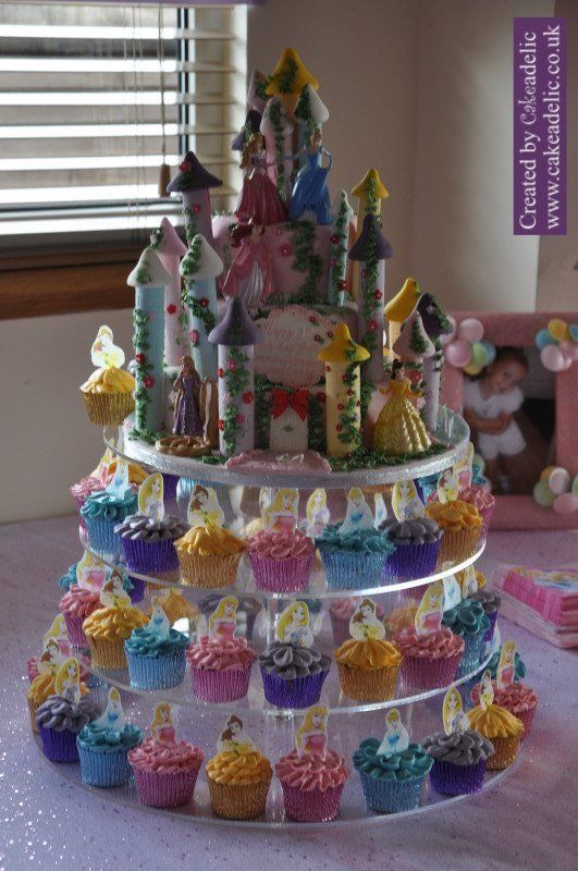 12 Disney Castle Cupcakes Photo Disney Princess Birthday Cakes