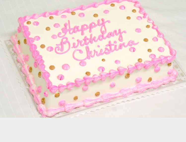 Pink and White Birthday Sheet Cake Pink and White Birthday Sheet Cake