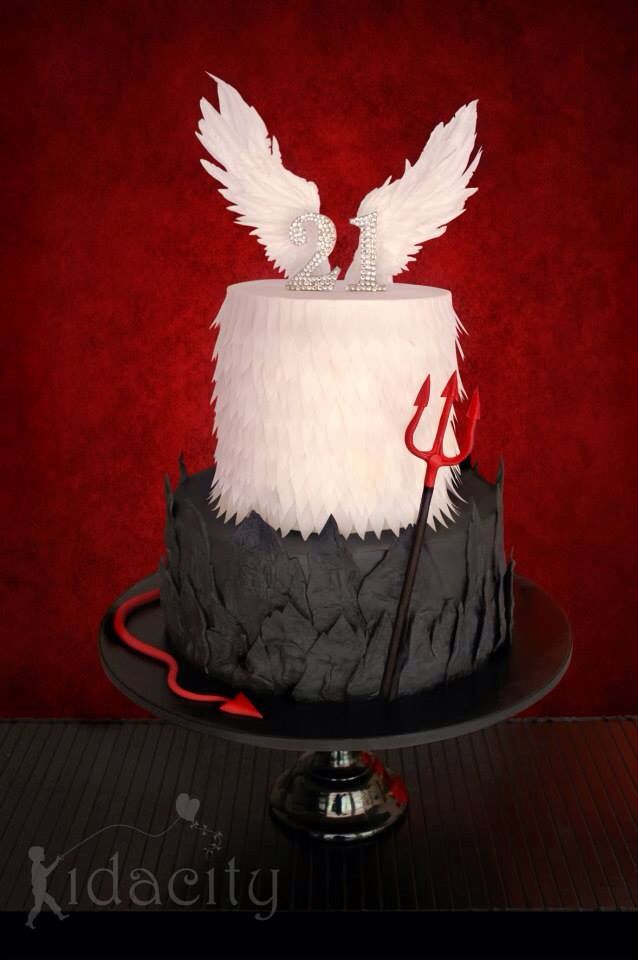 12 Angel Devil Birthday Cakes Photo 21st Birthday Cake Angel