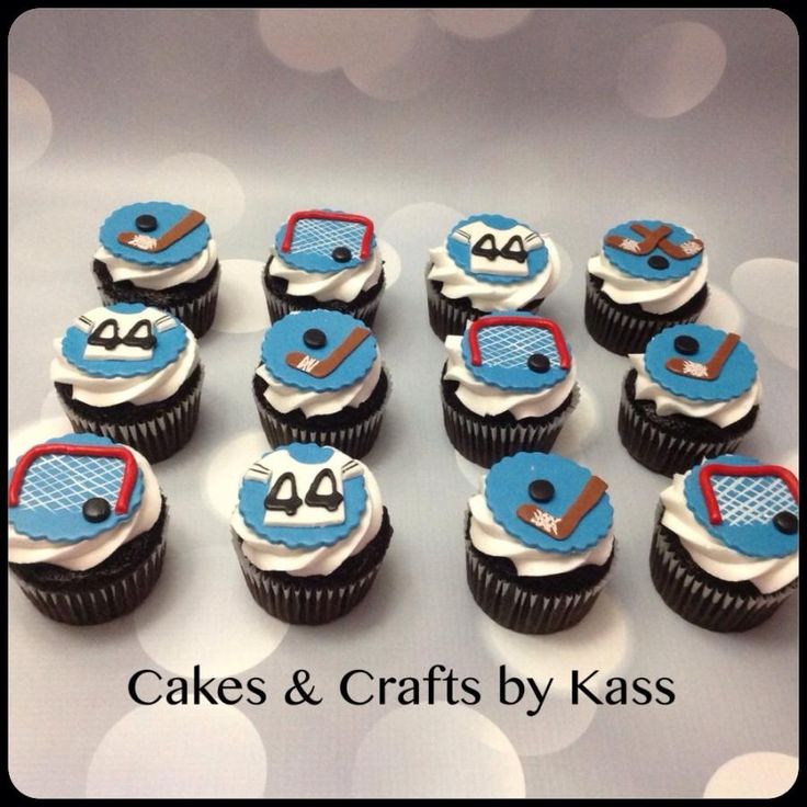 12 Hockey Themed Birthday Cupcakes Photo Hockey Birthday Cake