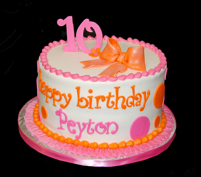 Orange and Pink Polka Dot Birthday Cake