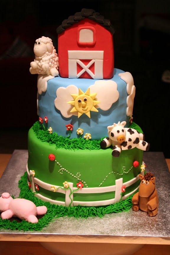 Barnyard Farm Animal Birthday Cake