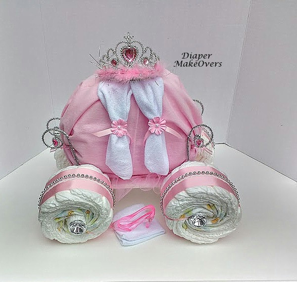 10 Diaper Carriage Cakes For Girls Photo Baby Girl Cake Princess Carriage Baby Shower Diaper Cake