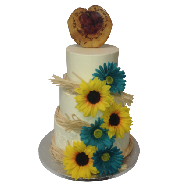 3 Tier Wedding Cake with Blue Flowers 3 Tier Wedding Cake with Blue Flowers
