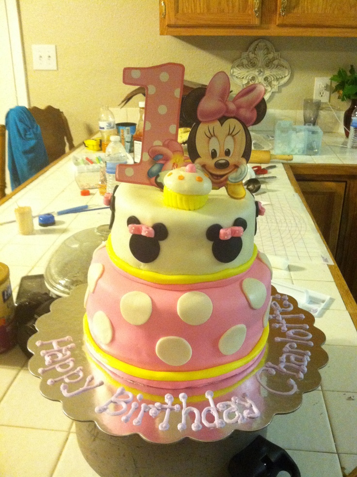 12 Baby Minnie Mouse 1st Birthday Pull Away Cakes Photo Baby