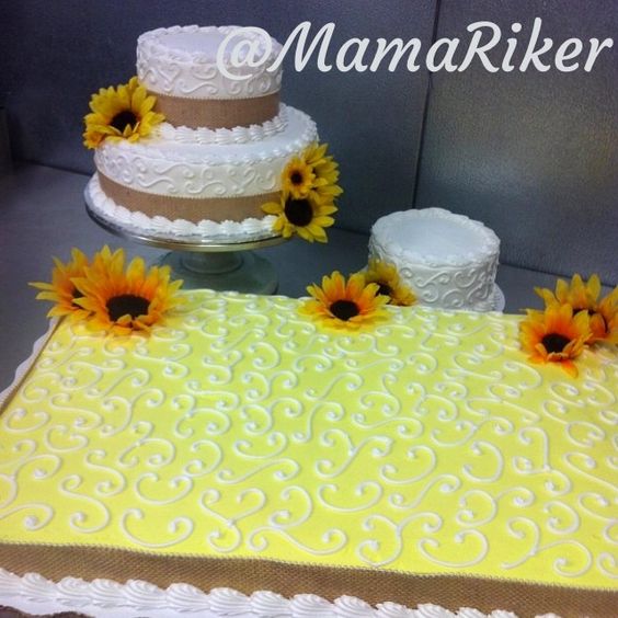 Burlap and Sunflower Wedding Sheet Cakes Burlap and Sunflower Wedding Sheet Cakes