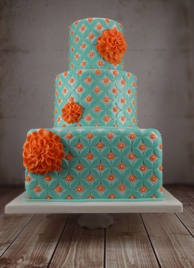 11 Teal And Orange Wedding Cakes Photo 11 Teal And Orange Wedding Cakes Photo