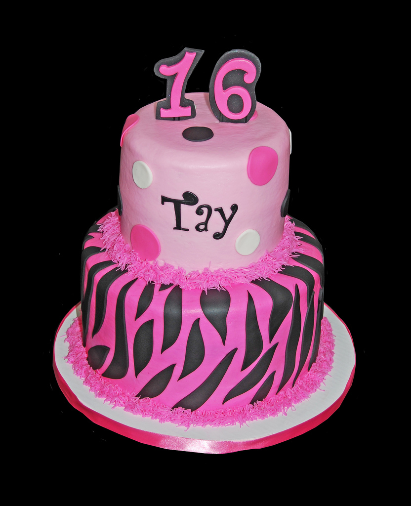 Pink and Black Sweet 16 Cake Pink and Black Sweet 16 Cake