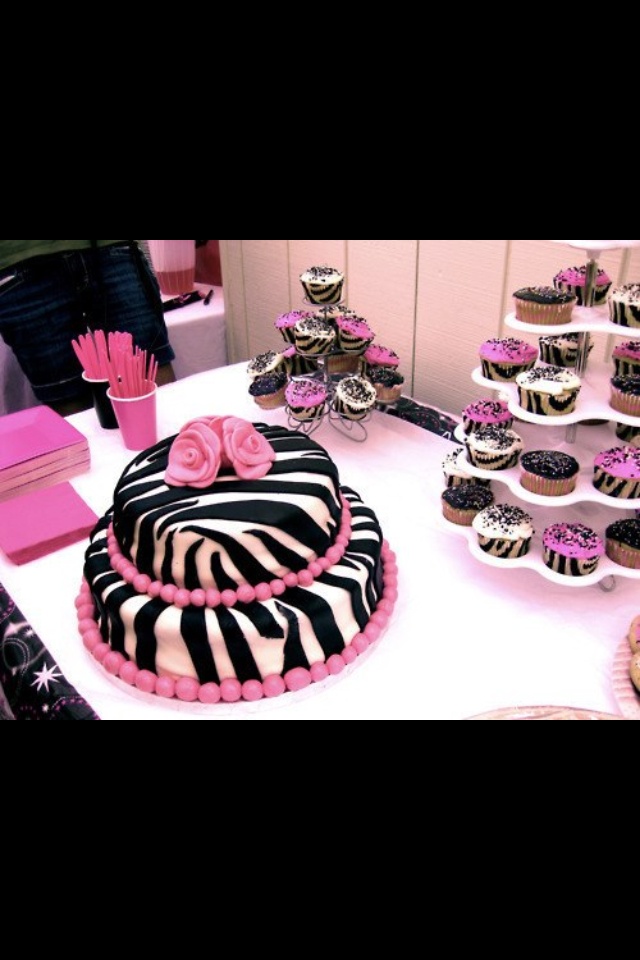 Pink Zebra Stripe Birthday Cake Pink Zebra Stripe Birthday Cake
