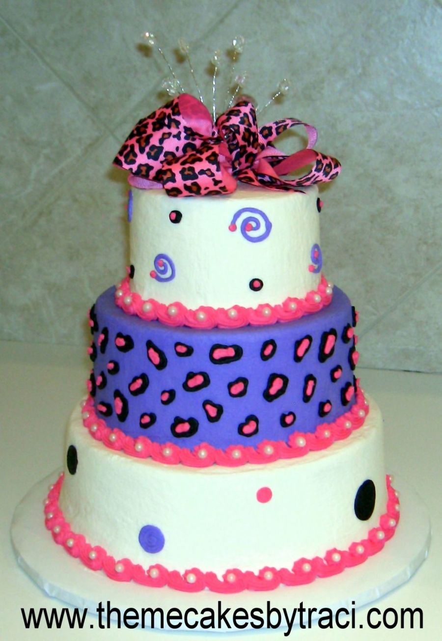Purple Leopard Print Birthday Cake Purple Leopard Print Birthday Cake