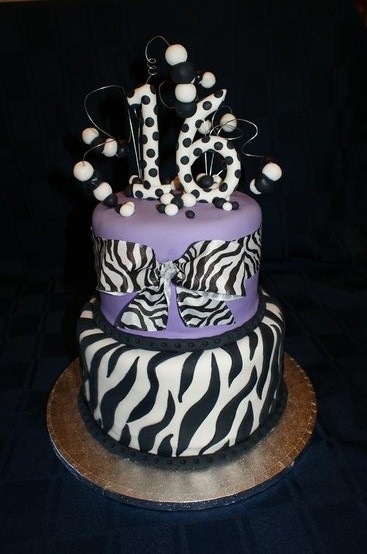 Sweet 16 Zebra Birthday Cake Sweet 16 Zebra Birthday Cake