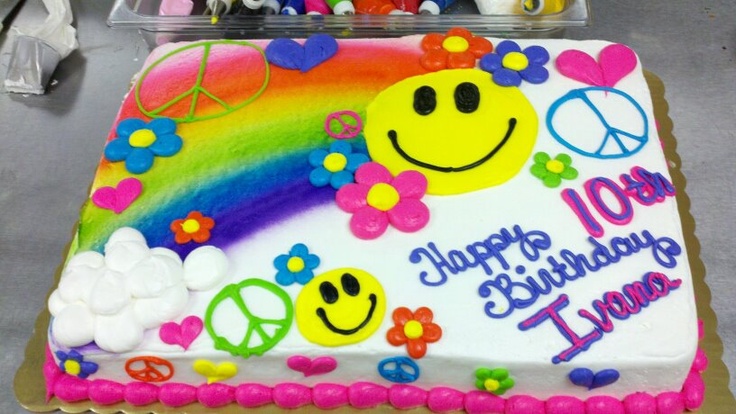 Hippie Peace Sign Happy Birthday Cake Hippie Peace Sign Happy Birthday Cake