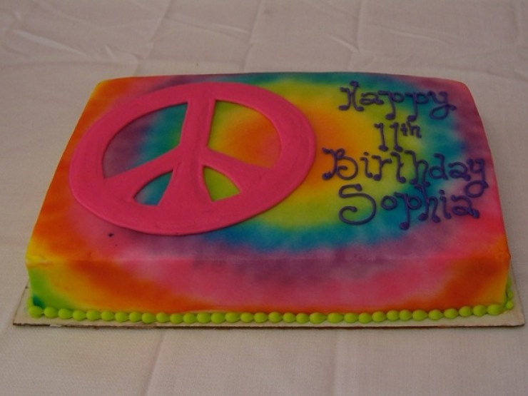 Peace Sign Sheet Cake Peace Sign Sheet Cake