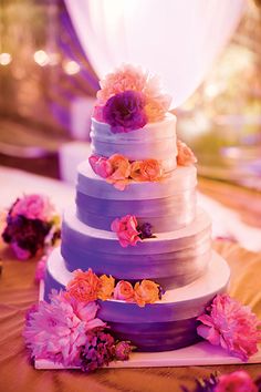 7 Neon Orange And Purple Cakes Photo Wedding Cake Plum Pink Purple And Orange Wedding Cakes