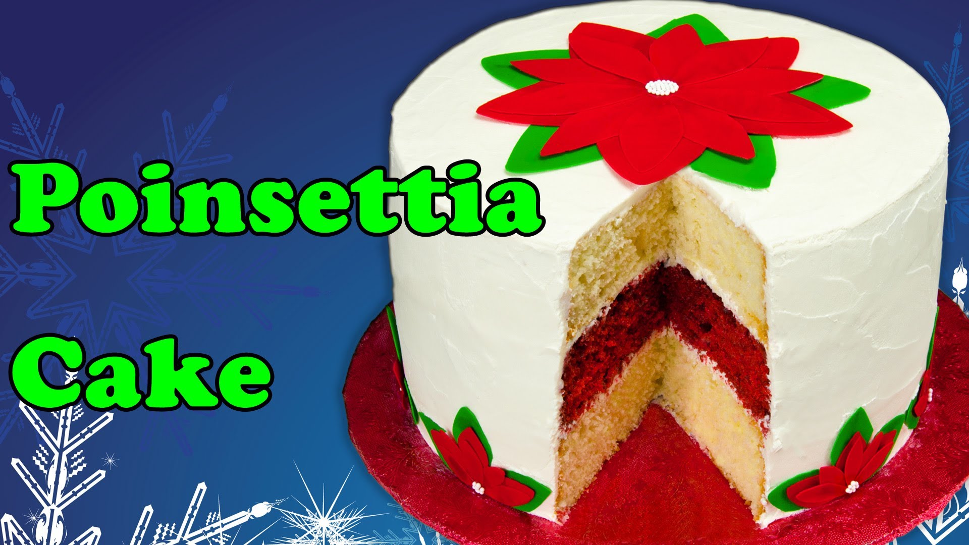 Sheet Cake with Poinsettias Christmas Sheet Cake with Poinsettias Christmas