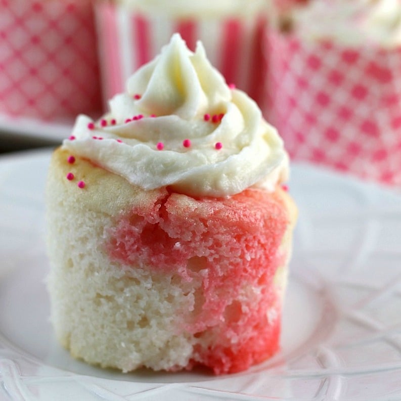 Strawberry Jello Poke Cupcakes