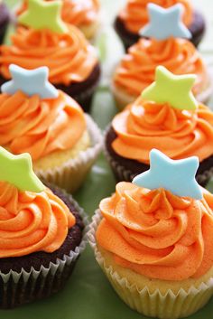Blue and Orange Baby Shower Cupcakes Blue and Orange Baby Shower Cupcakes