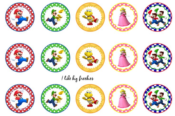Super Mario Cupcake Toppers Printable Free