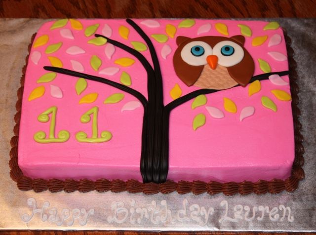 Owl Birthday Sheet Cake Owl Birthday Sheet Cake
