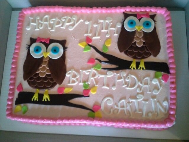 Owl Birthday Sheet Cake Owl Birthday Sheet Cake