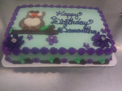 Owl Birthday Sheet Cake Owl Birthday Sheet Cake