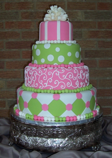 13 Pink And Green Colored Birthday Cakes Photo Pink And Green Wedding Cake
