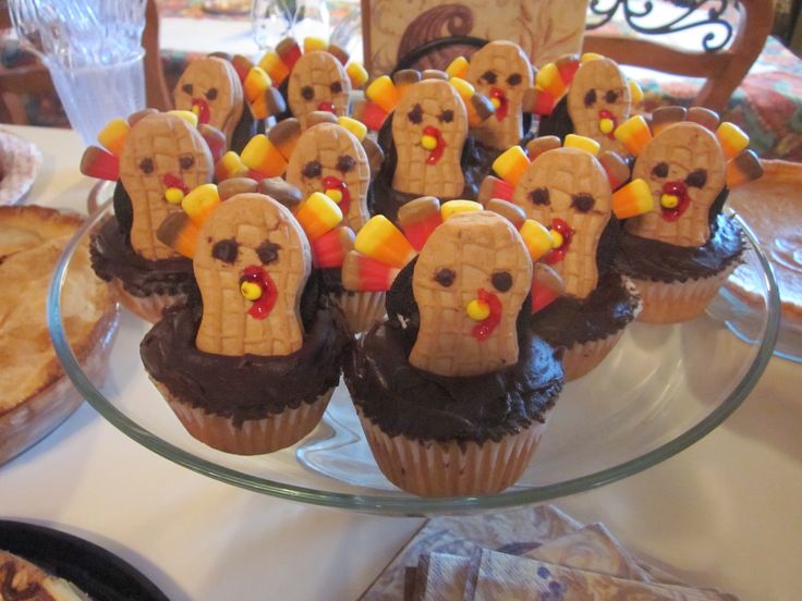 Turkey Cupcakes with Swedish Fish Turkey Cupcakes with Swedish Fish
