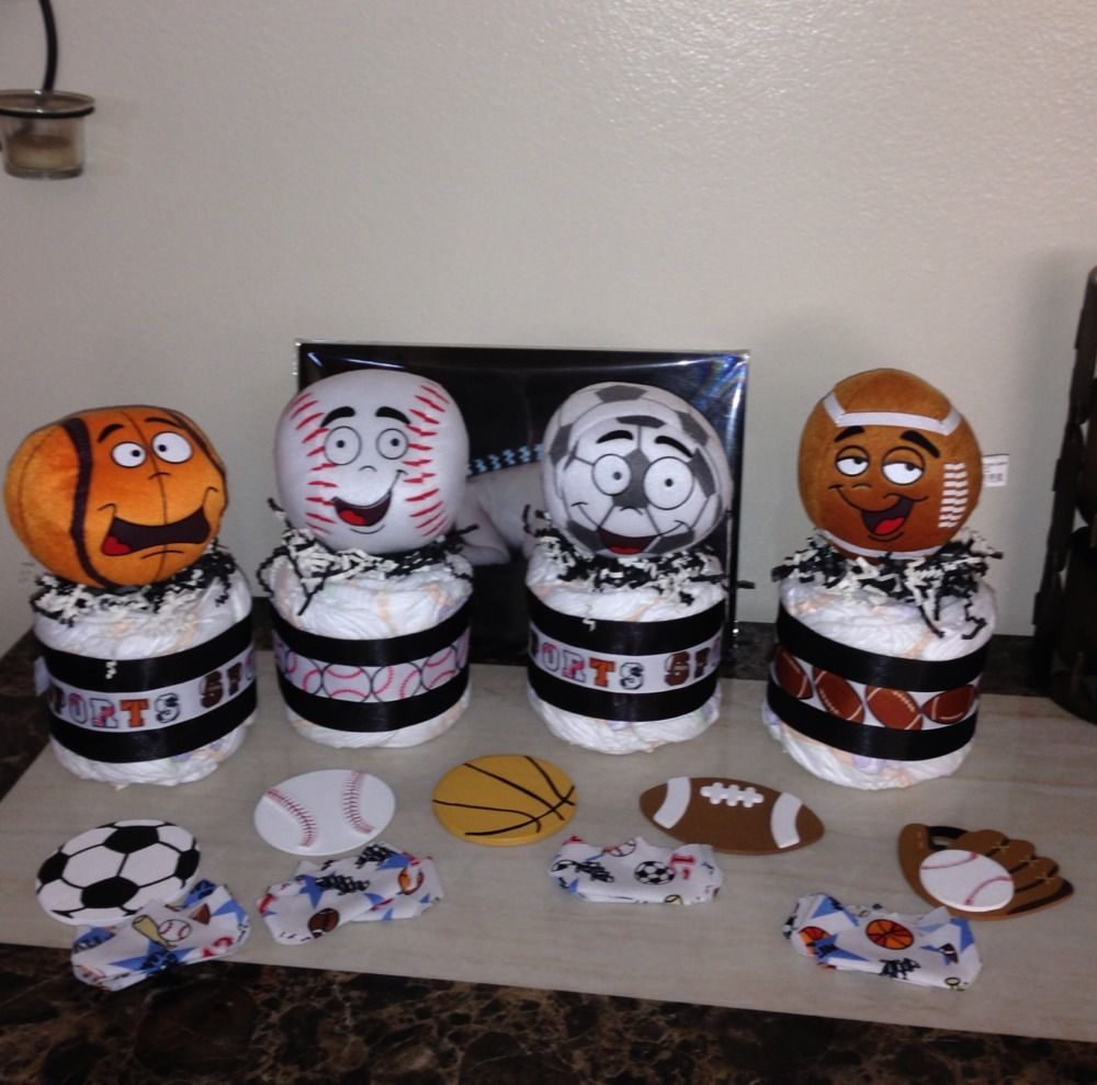 Boy Diaper Cakes Baseball Football Basketball