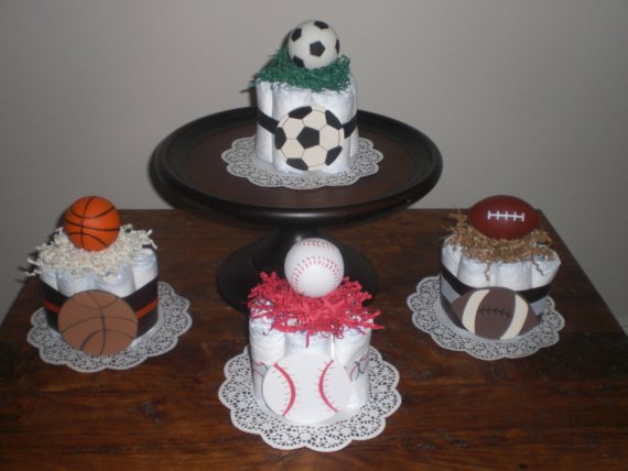 Football Baby Shower Diaper Cakes Centerpieces