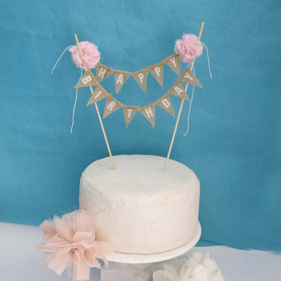 7 burlap birthday cakes