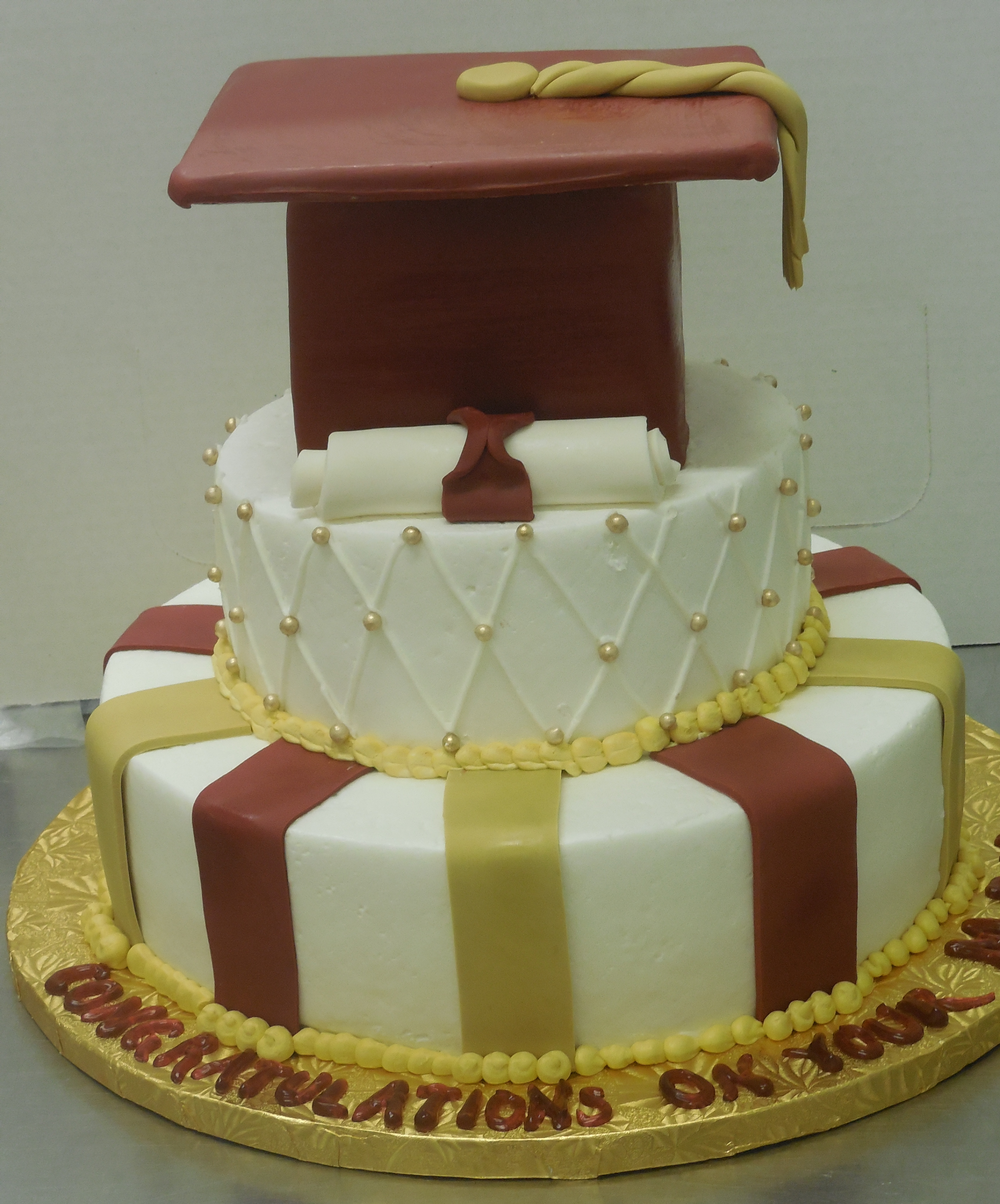 Maroon and Gold Graduation Cake Maroon and Gold Graduation Cake