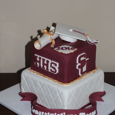 Maroon and Gold Graduation Cake