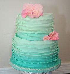 Ombre Mint Green Birthday Cake Ombre Mint Green Birthday Cake