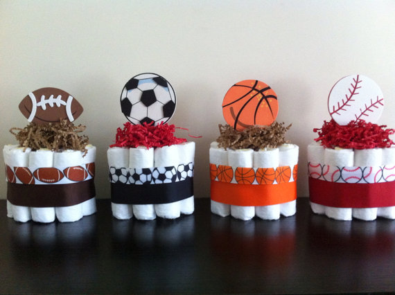 Sports Theme Baby Shower Diaper Cakes for Boys