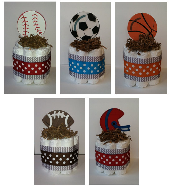Sports Theme Mini Diaper Cakes for Boys Sports Theme Mini Diaper Cakes for Boys