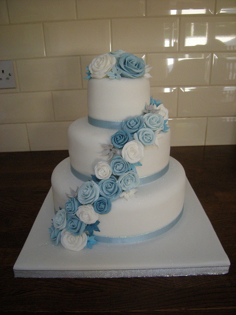 Blue and Purple Wedding Cake