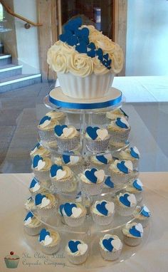 12 Blue And White Cupcake Wedding Cakes Photo Blue And White
