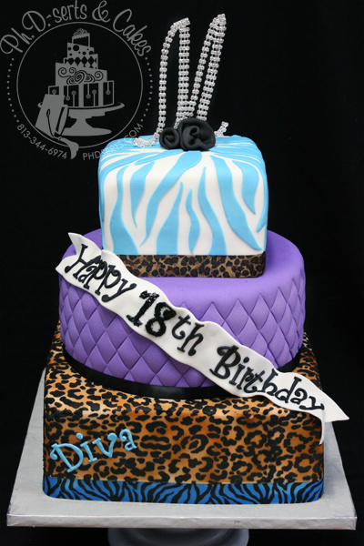 Leopard & Zebra Print Birthday Cake Leopard & Zebra Print Birthday Cake
