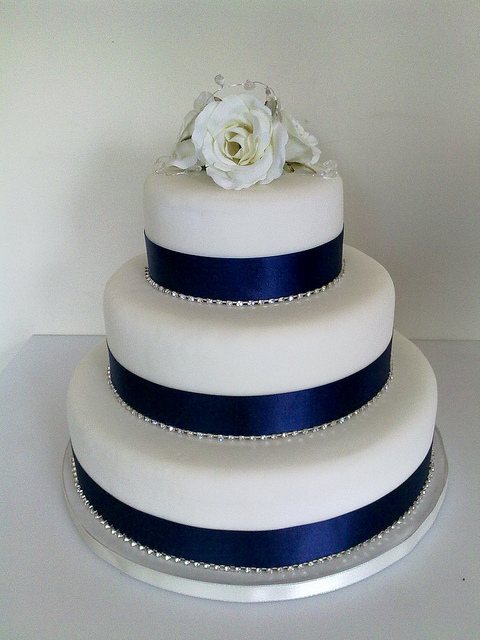 Navy and White Wedding Cake