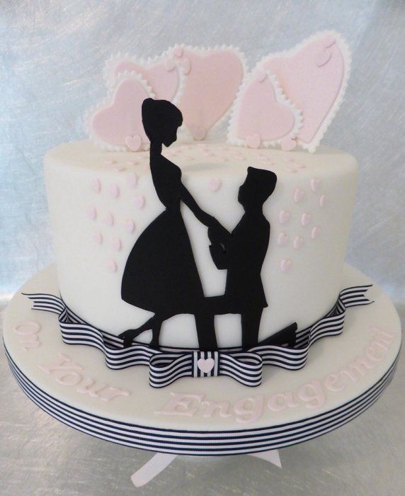 Silhouette Engagement Cake