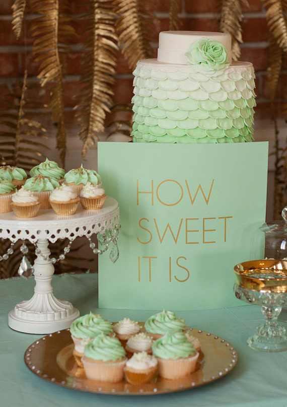 mint green and gold