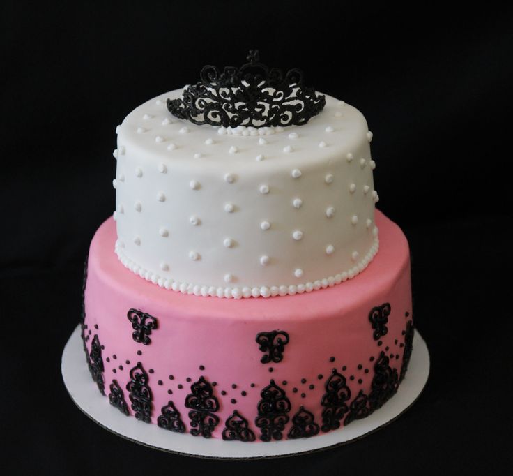 Pink Black and White Birthday Cake Pink Black and White Birthday Cake