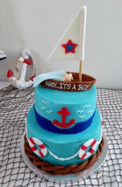 8 Nautical Baby Shower Single Layer Cakes Photo Nautical Theme