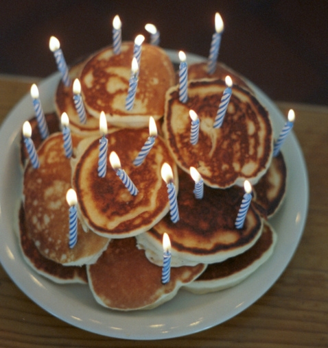 Pancakes with Birthday Candles Pancakes with Birthday Candles