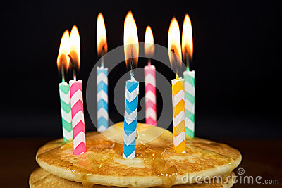 Pancakes with Birthday Candles Pancakes with Birthday Candles
