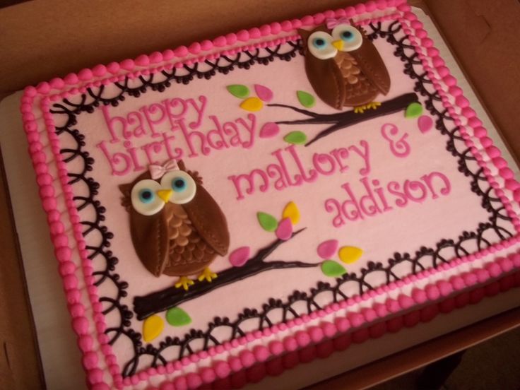 Owl Birthday Sheet Cake Owl Birthday Sheet Cake