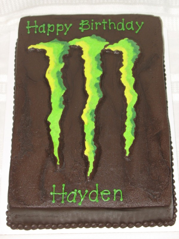 Pictures of Cakes with the Monster Drink Logo