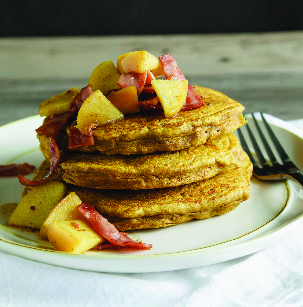 Pumpkin Pancakes with Apple Topping