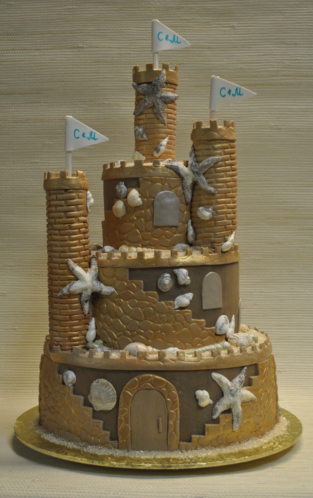 11 Sand Castle Wedding Cakes With Topper Photo Sand Castle Wedding