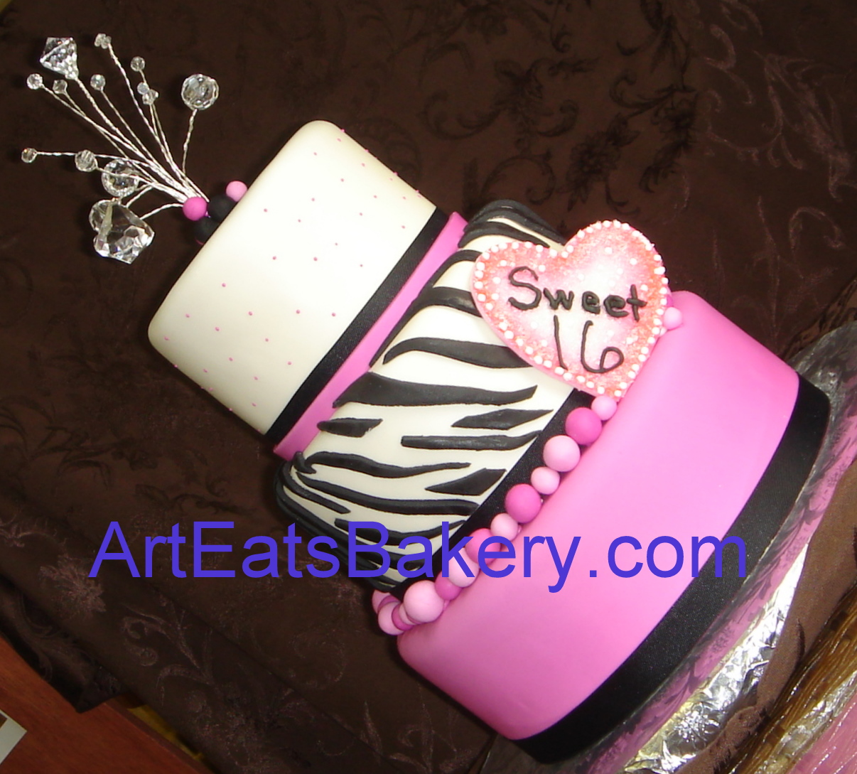Black and White Sweet 16 Birthday Cake Black and White Sweet 16 Birthday Cake